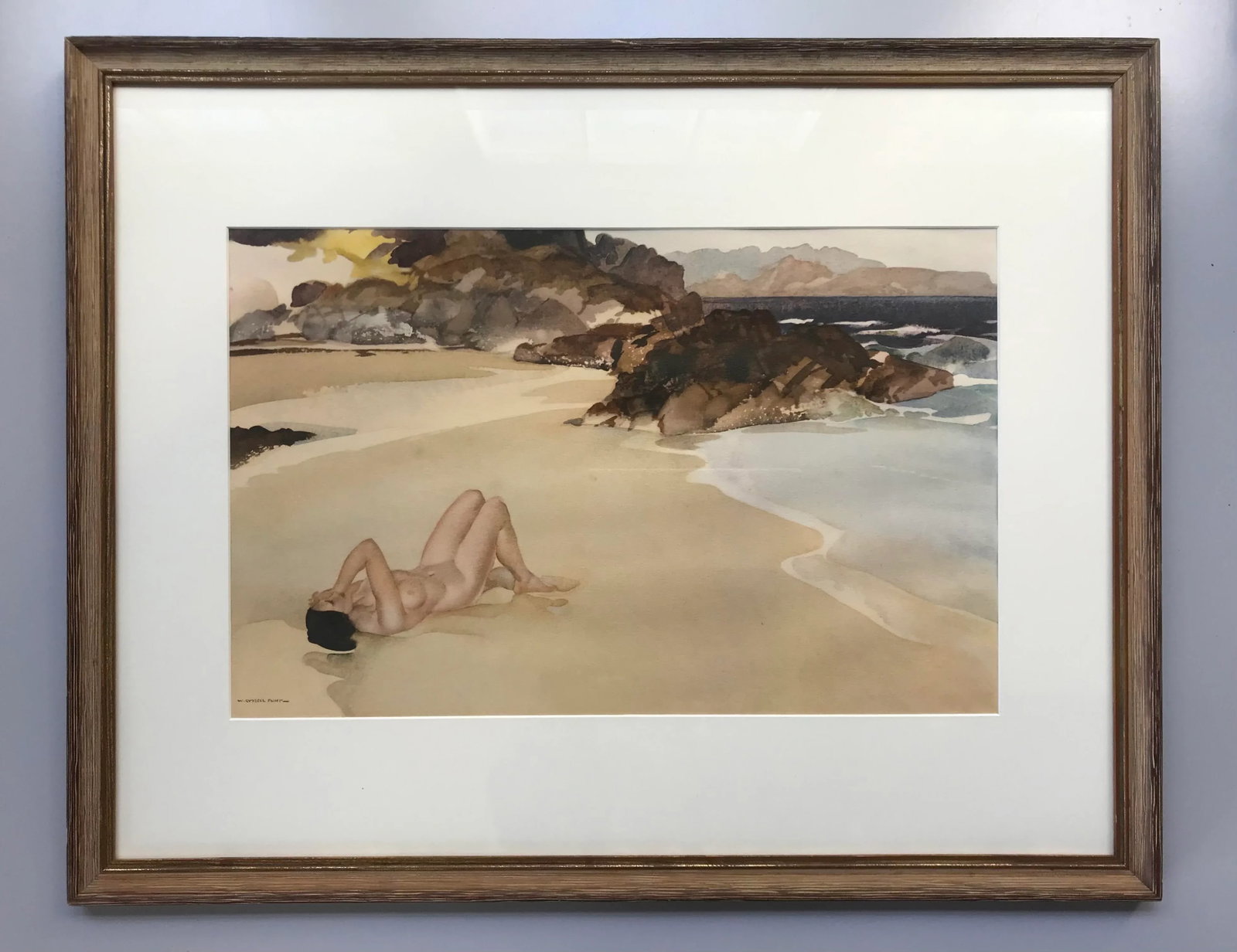 Vintage Seascape Print With Nude Woman on Beach ~ William Russell Flint - 13