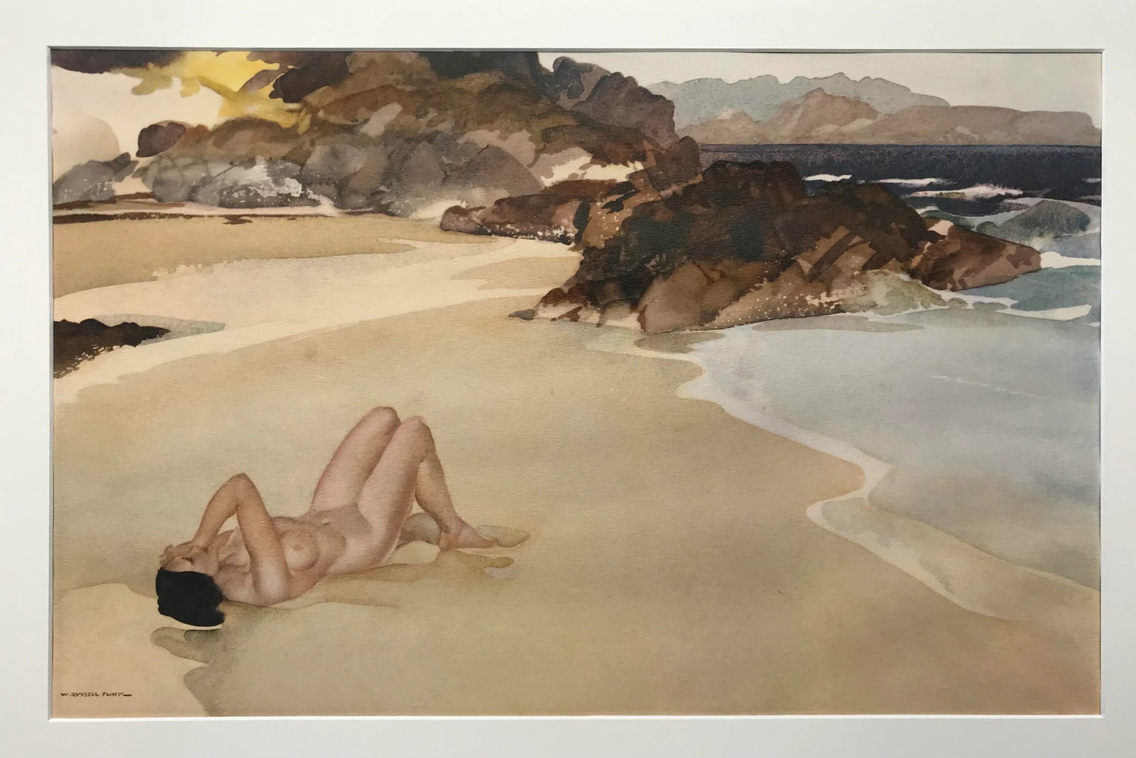Vintage Seascape Print With Nude Woman on Beach ~ William Russell Flint - 3