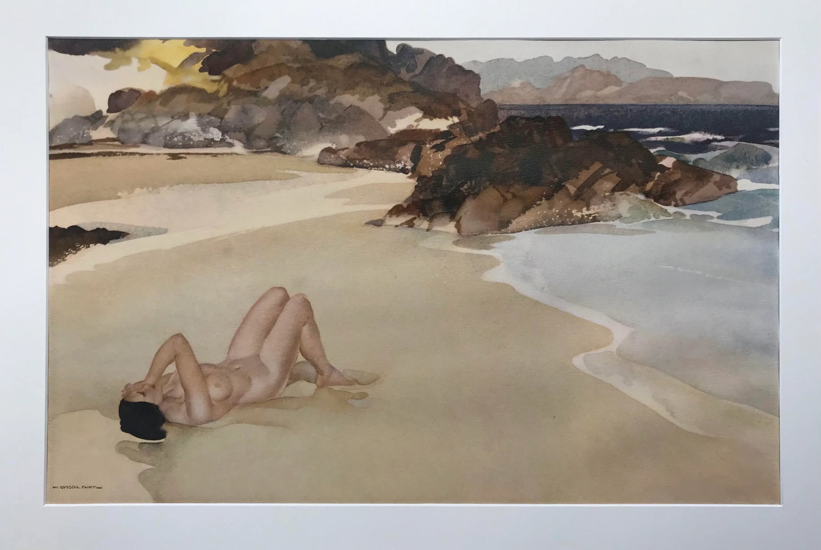 Vintage Seascape Print With Nude Woman on Beach ~ William Russell Flint - 4