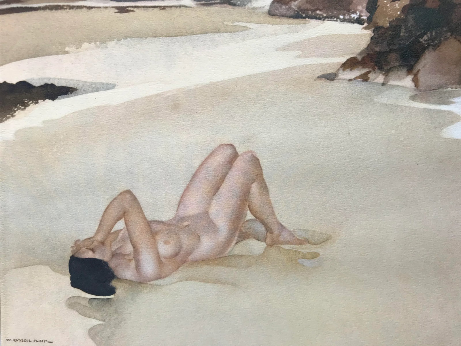 Vintage Seascape Print With Nude Woman on Beach ~ William Russell Flint - 6