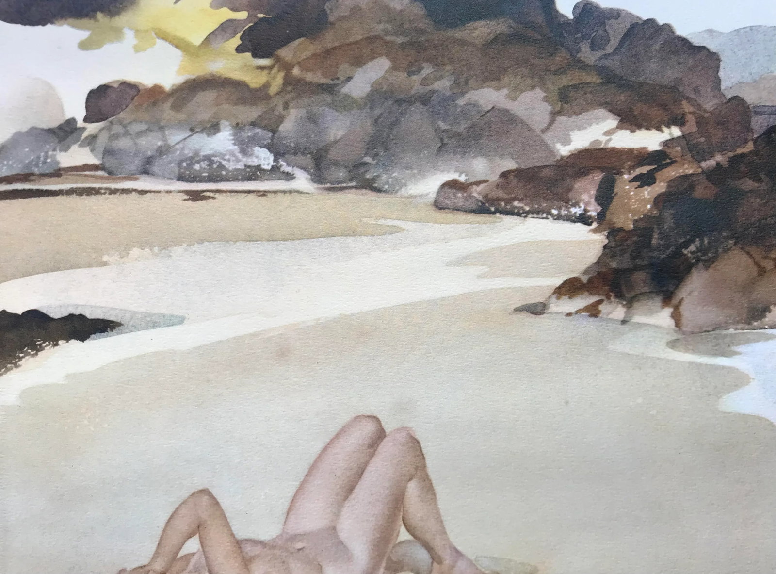 Vintage Seascape Print With Nude Woman on Beach ~ William Russell Flint - 7