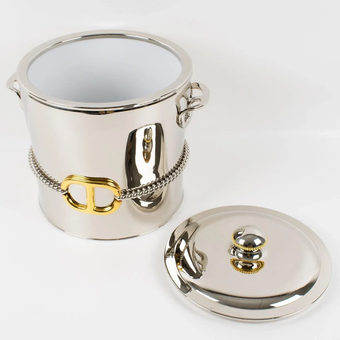 Gucci Italy Silvered and Gilt Metal Barware Ice Bucket - 8