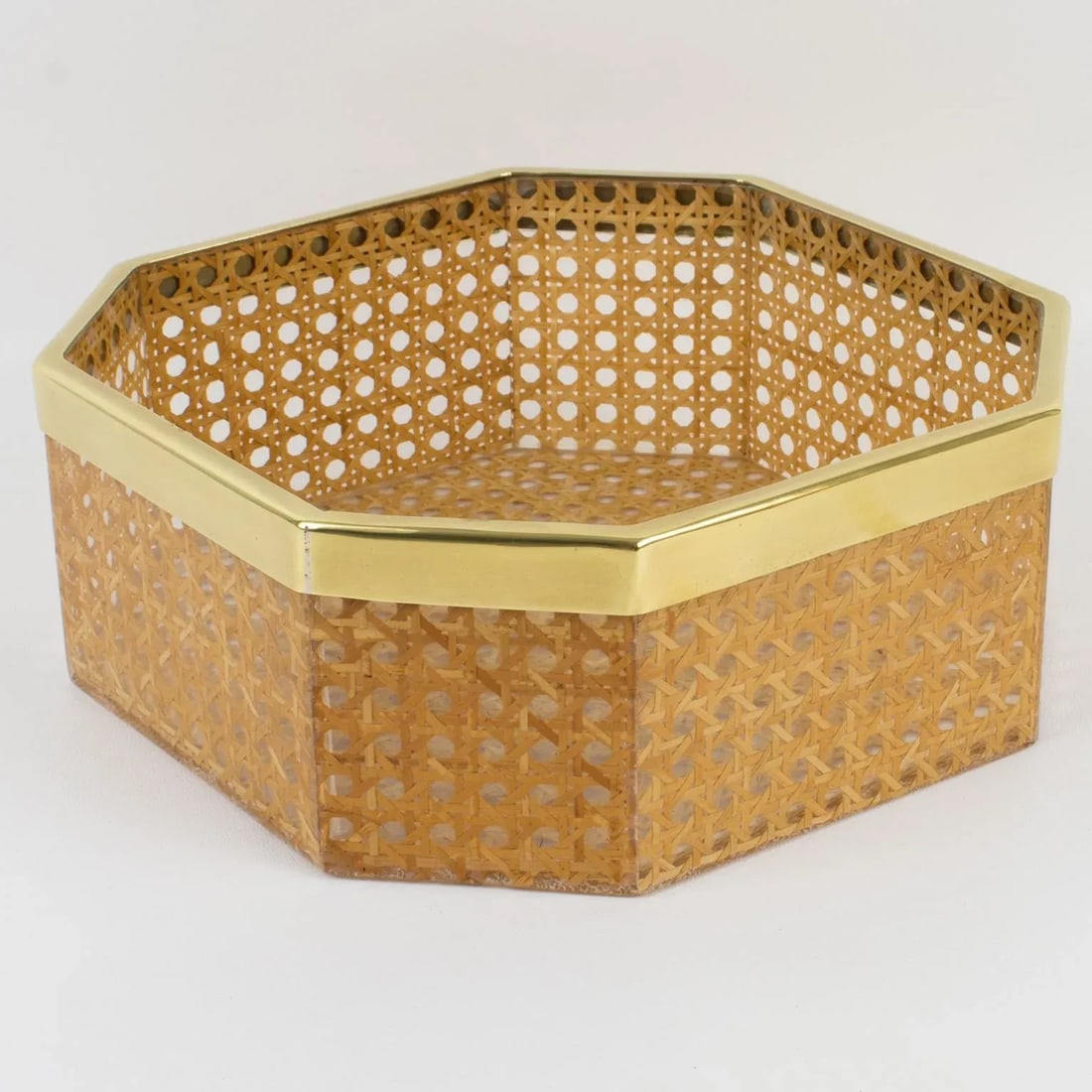 Christian Dior Home Lucite and Rattan Basket Bowl Centerpiece, Circa 1970 - 3