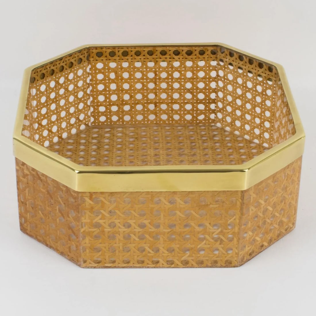 Christian Dior Home Lucite and Rattan Basket Bowl Centerpiece, Circa 1970 - 4