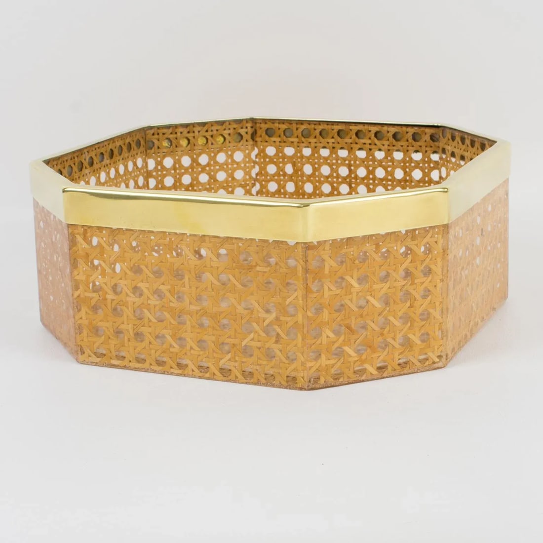 Christian Dior Home Lucite and Rattan Basket Bowl Centerpiece, Circa 1970 - 5