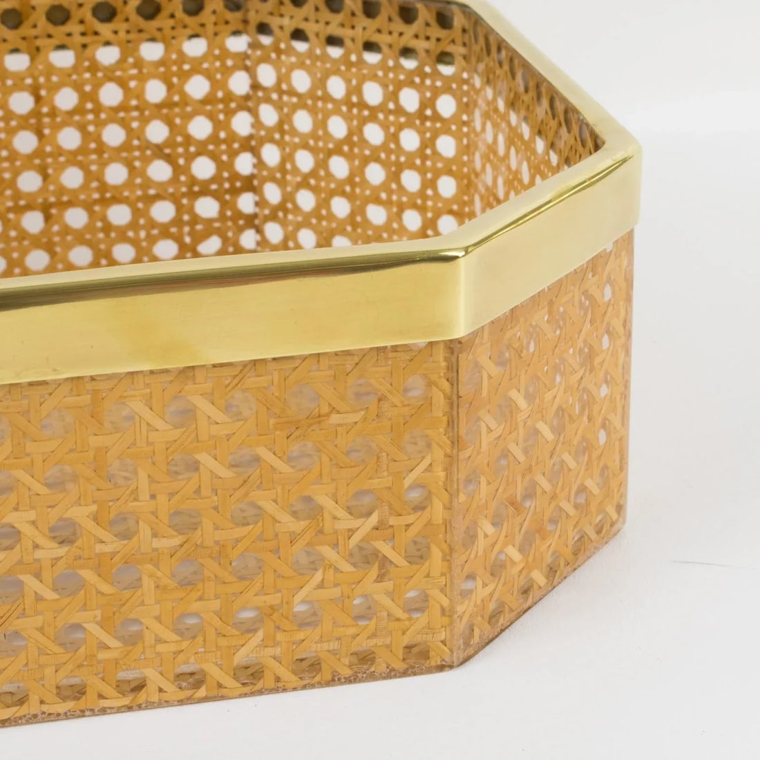Christian Dior Home Lucite and Rattan Basket Bowl Centerpiece, Circa 1970 - 6