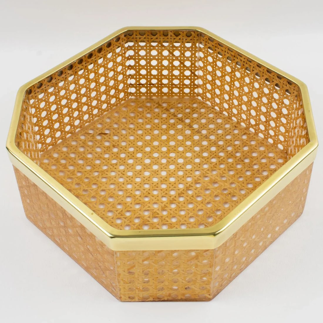 Christian Dior Home Lucite and Rattan Basket Bowl Centerpiece, Circa 1970 - 8
