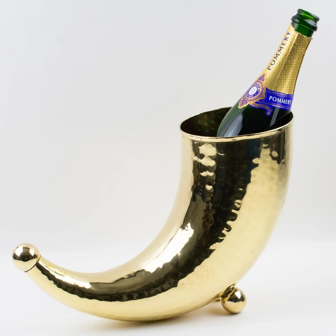 Modernist Brass Horn of Plenty Wine Champagne Cooler Bottle Holder Vase - 3