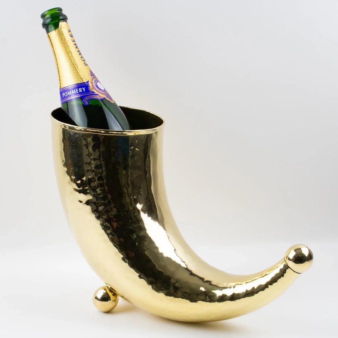 Modernist Brass Horn of Plenty Wine Champagne Cooler Bottle Holder Vase - 5