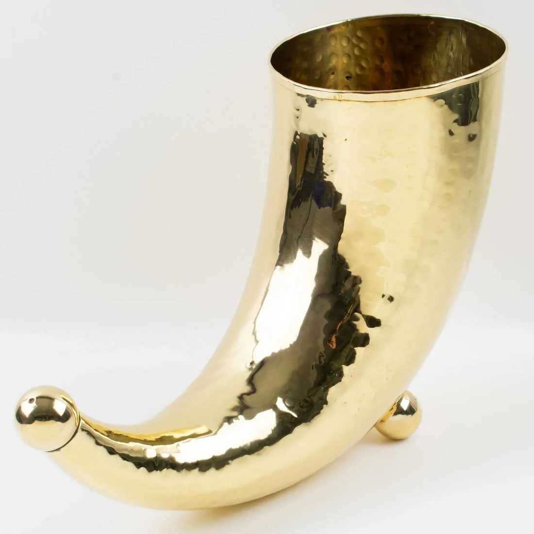 Modernist Brass Horn of Plenty Wine Champagne Cooler Bottle Holder Vase - 6