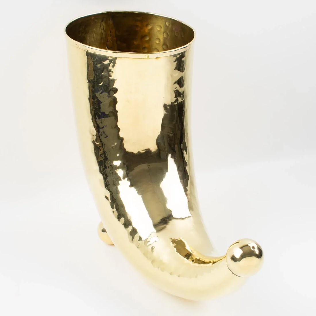Modernist Brass Horn of Plenty Wine Champagne Cooler Bottle Holder Vase - 8