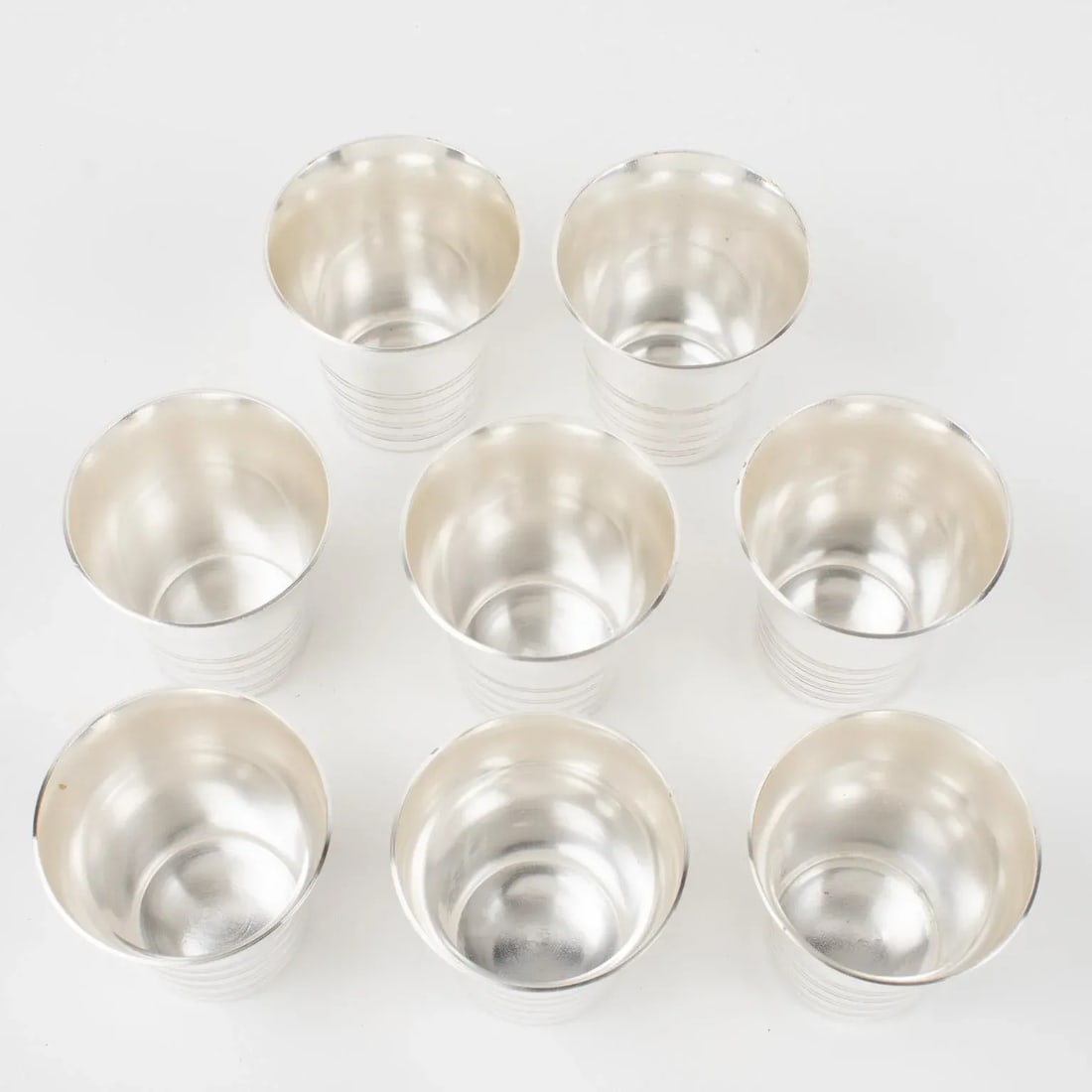 Art Deco Silver Plate Cocktail Shaker and Eight Barware Glasses, France 1940s - 11