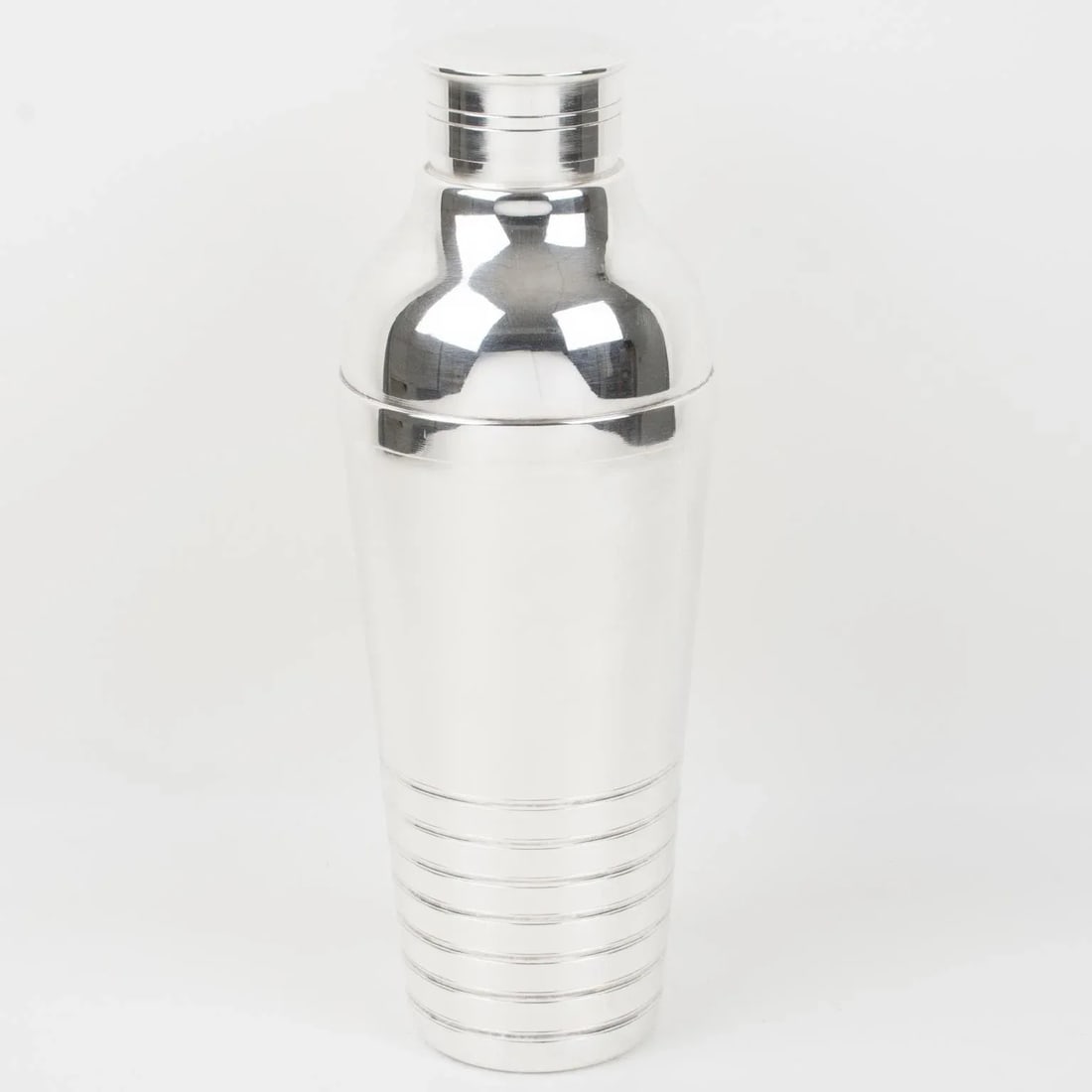 Art Deco Silver Plate Cocktail Shaker and Eight Barware Glasses, France 1940s - 3