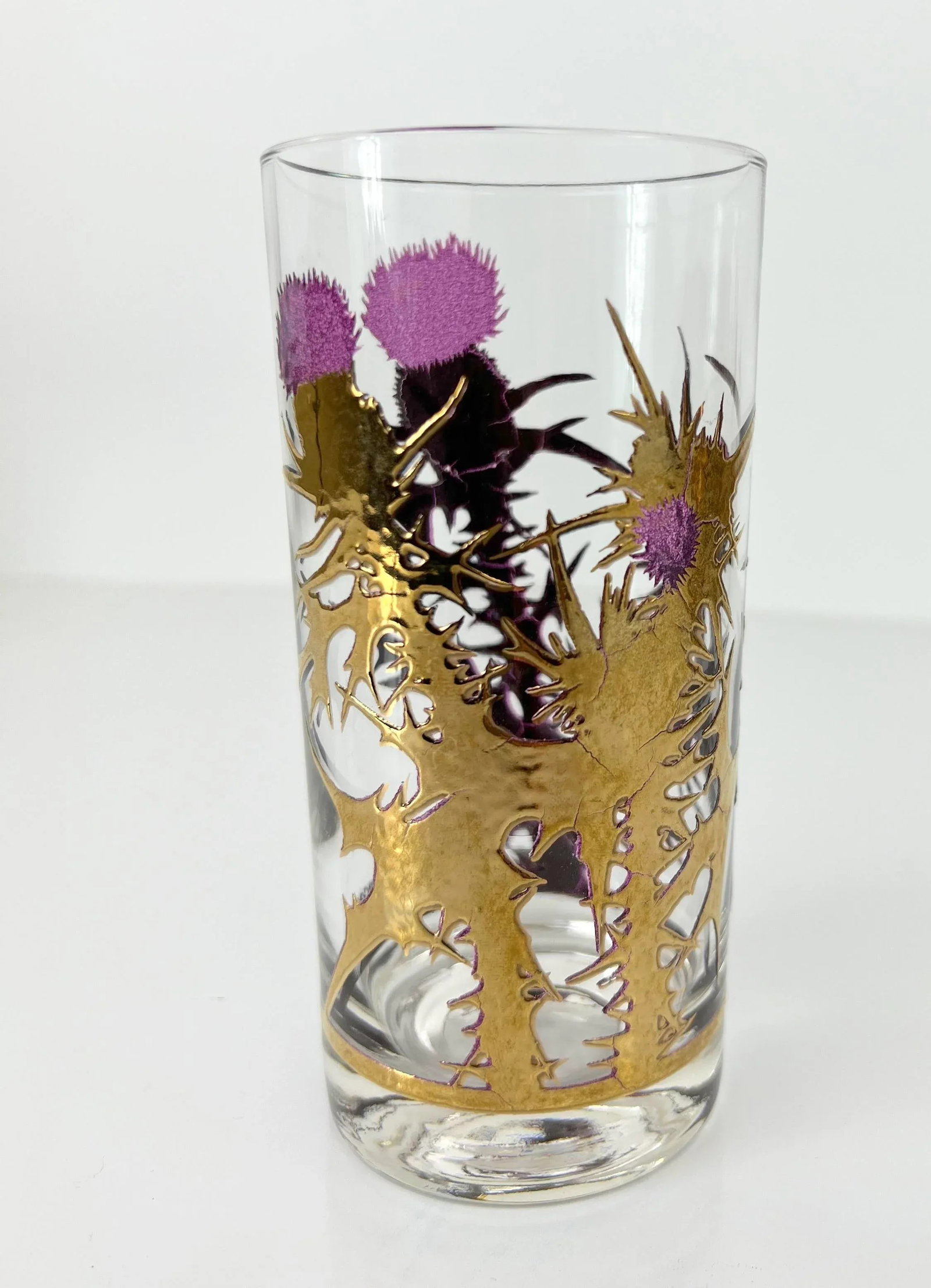 Mid Century 22k Gold Thistle Highball Glassware Set by Gregory Duncan - Set of 8 - 2