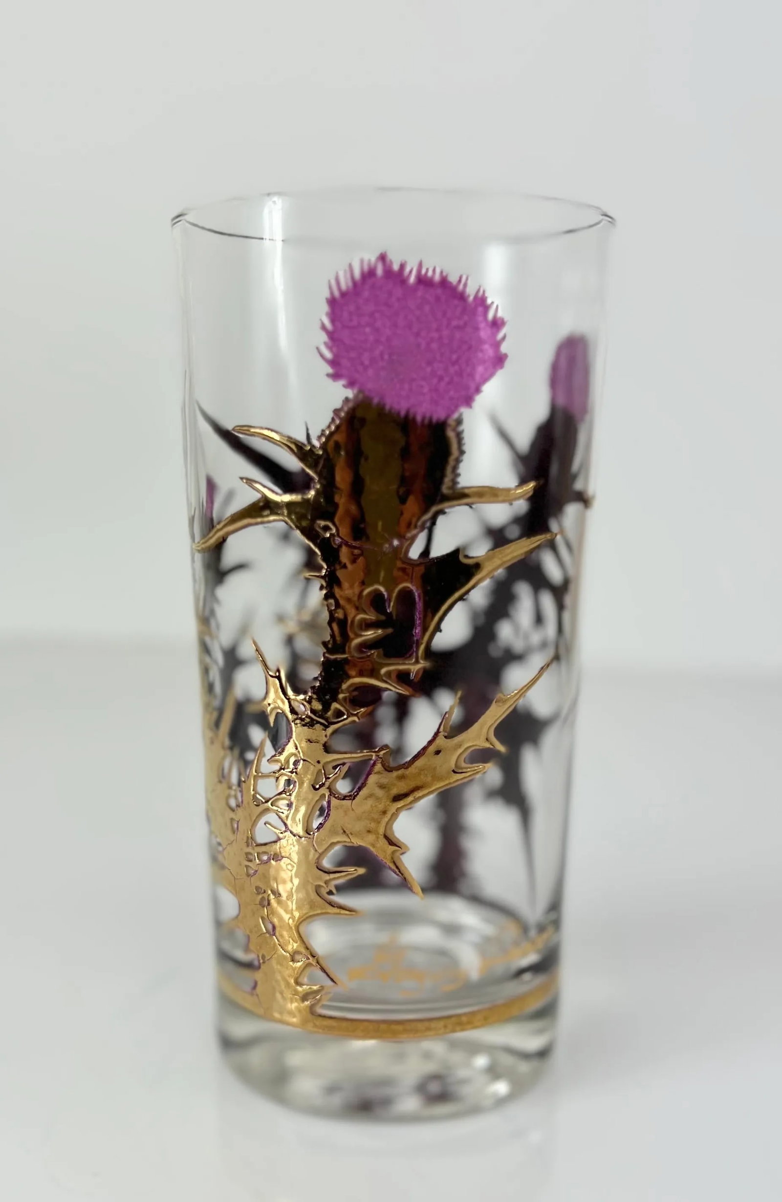 Mid Century 22k Gold Thistle Highball Glassware Set by Gregory Duncan - Set of 8 - 4