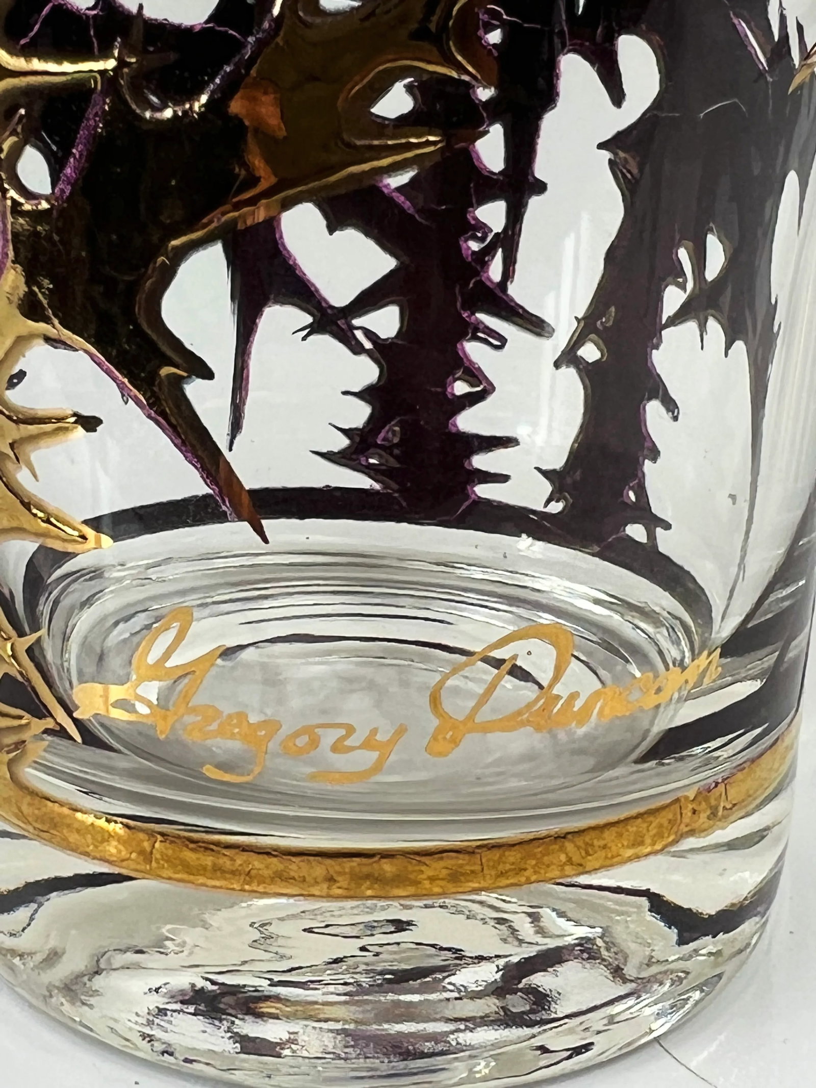 Mid Century 22k Gold Thistle Highball Glassware Set by Gregory Duncan - Set of 8 - 5