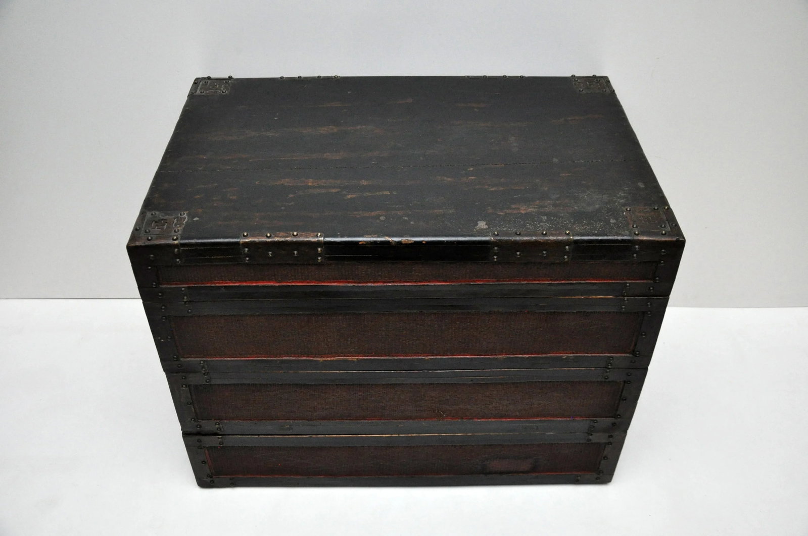 Antique Chinese Woven Bamboo Stacked Boxes - Set of 3 - 4