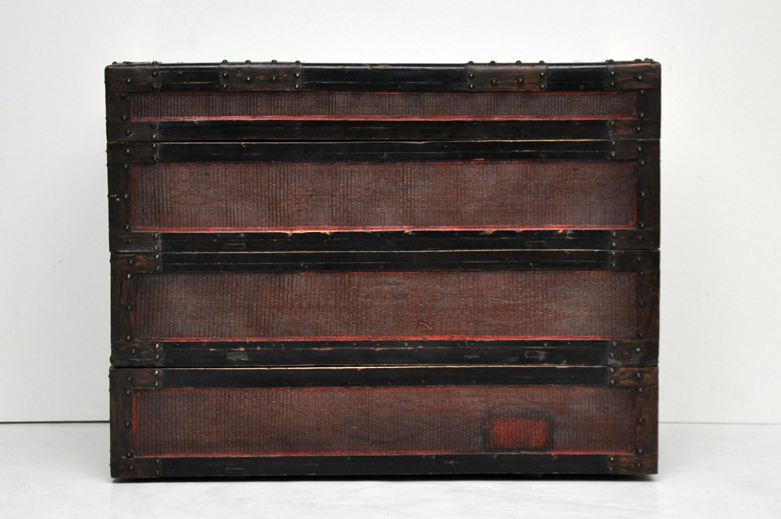 Antique Chinese Woven Bamboo Stacked Boxes - Set of 3 - 6