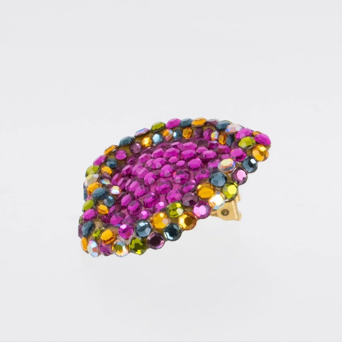 Richard Kerr Hot Pink and Multicolor Heart Jeweled Pair of Clip Earrings - 6