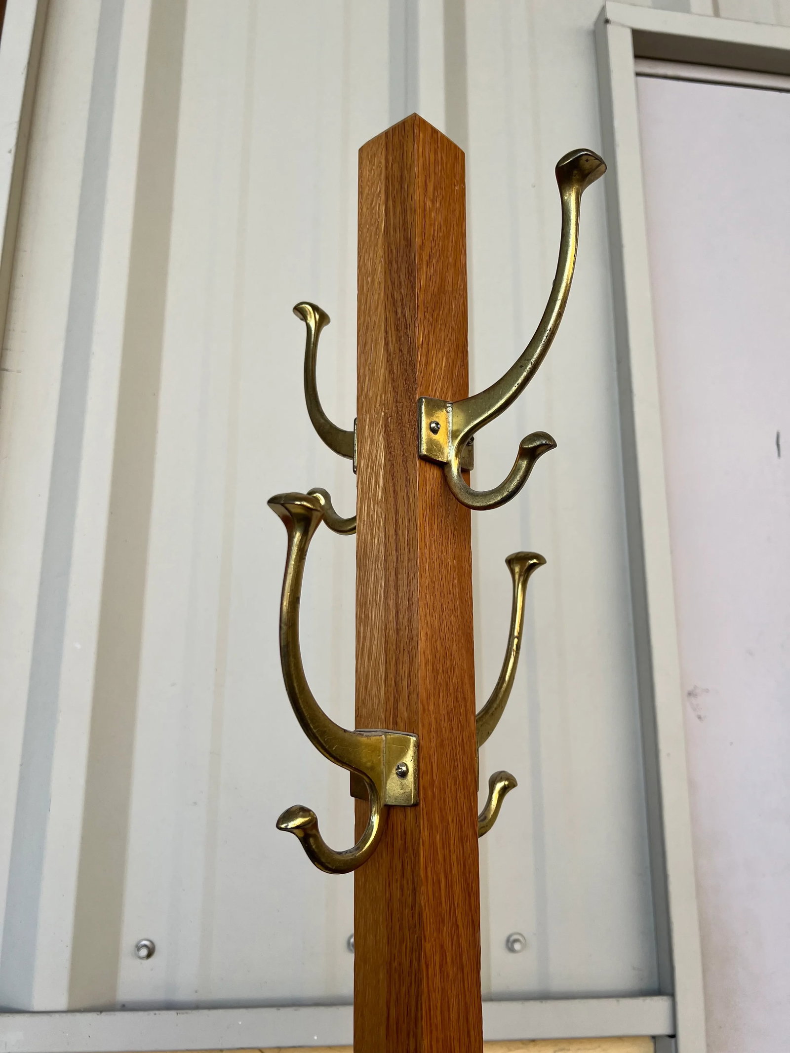 Vintage Mission Style Wood Coat Rack Stand - 3