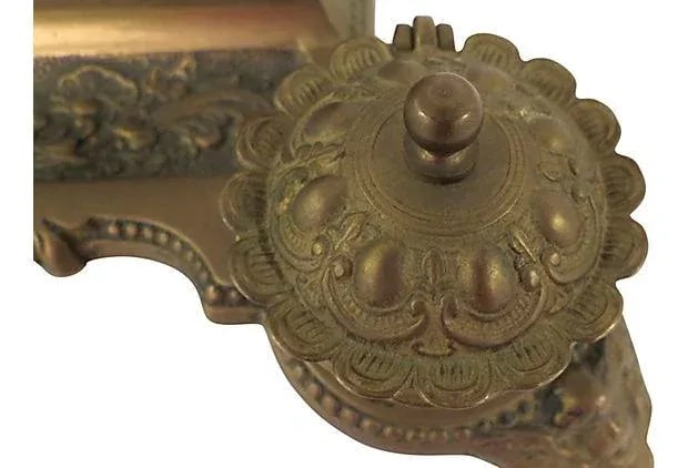 Antique French Louis XVI Style Bronze Double Inkwell and Letter Holder - 7