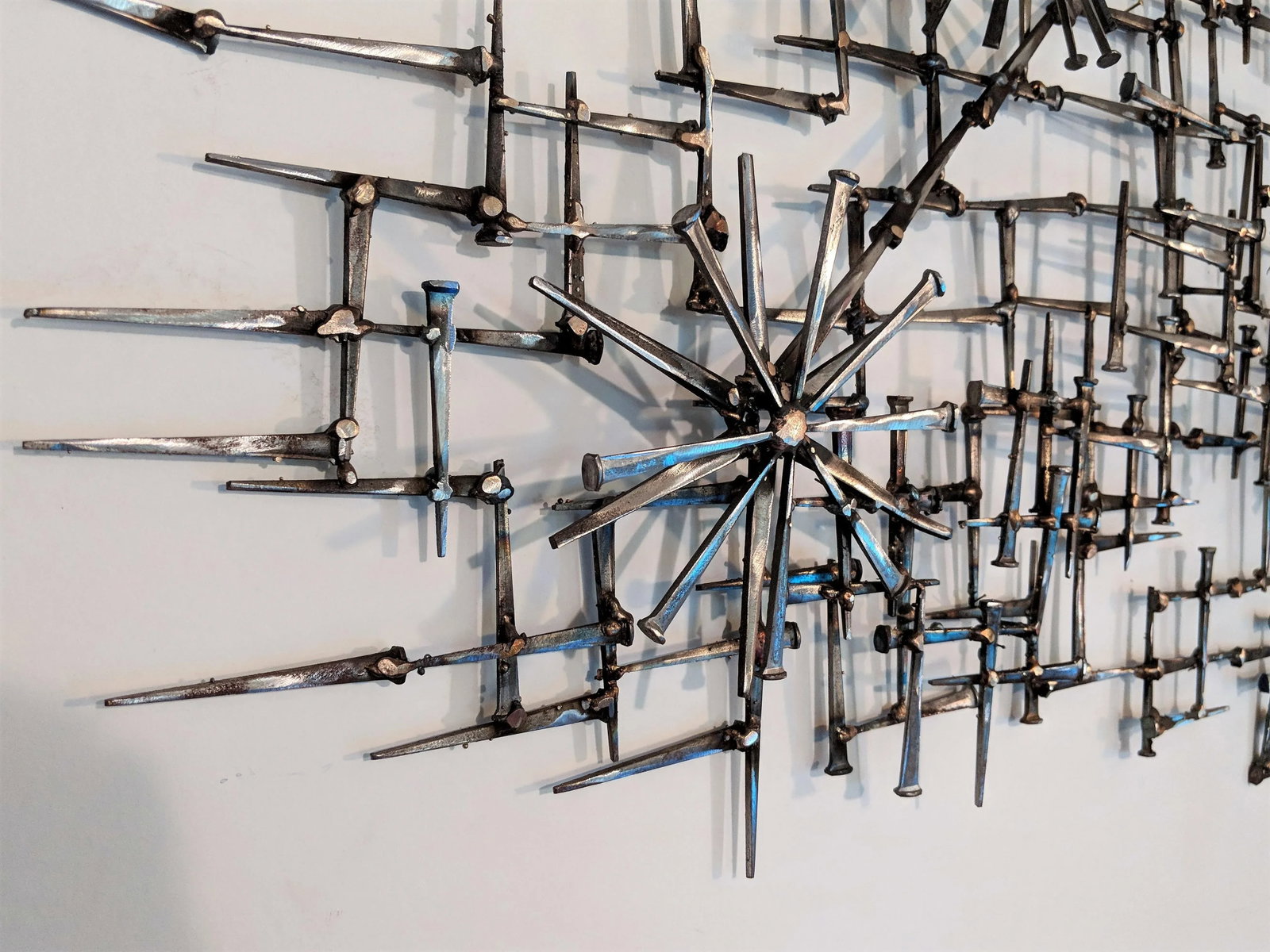 Abstract Pom Pom Nail Wall Sculpture - 2