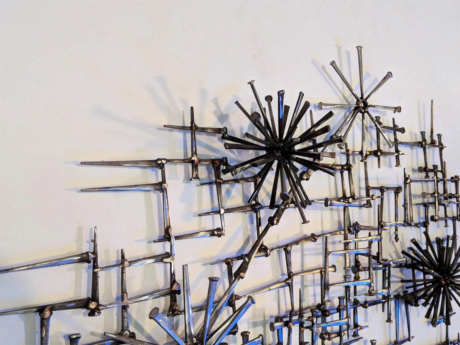 Abstract Pom Pom Nail Wall Sculpture - 3