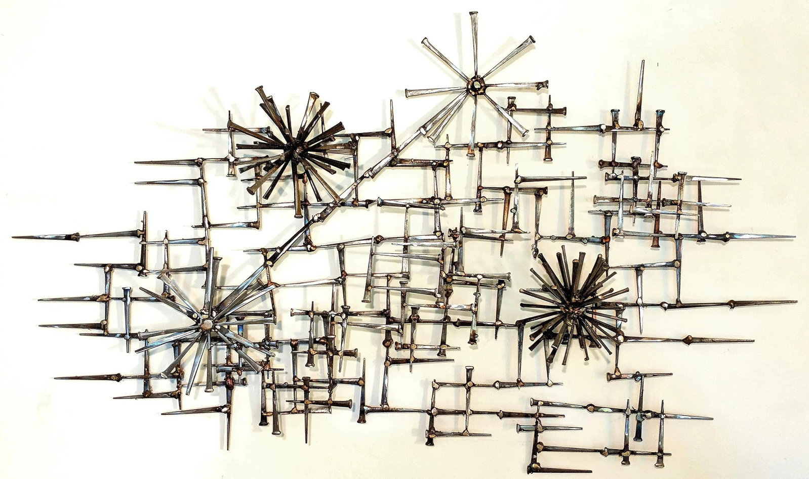 Abstract Pom Pom Nail Wall Sculpture - 5