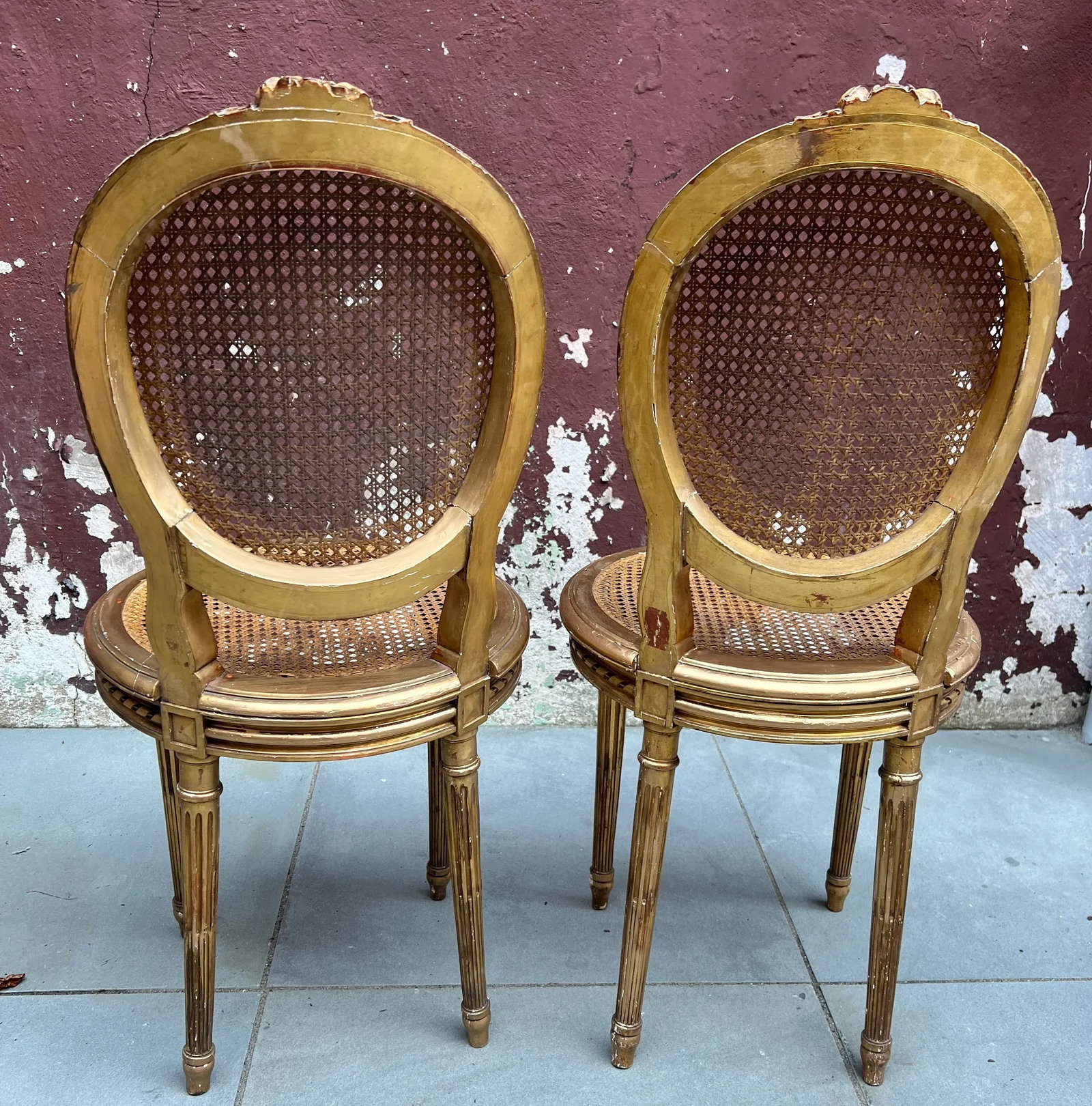 19th Century Pair of Louis XVI Giltwood Side Caned Chairs - 5
