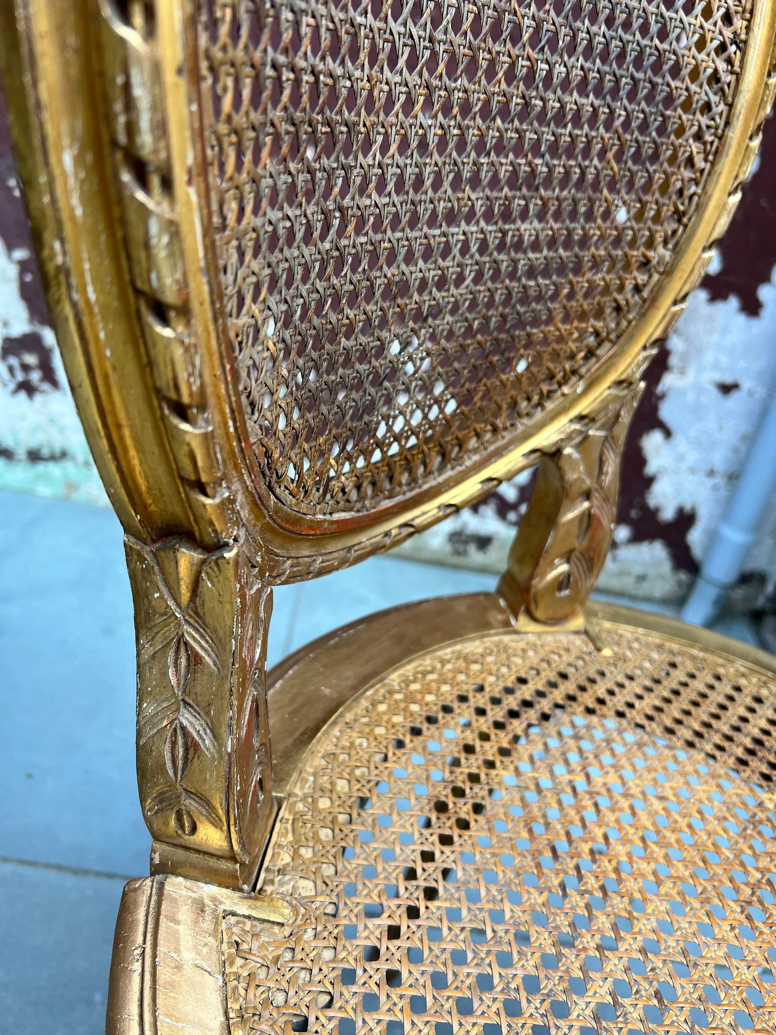 19th Century Pair of Louis XVI Giltwood Side Caned Chairs - 7