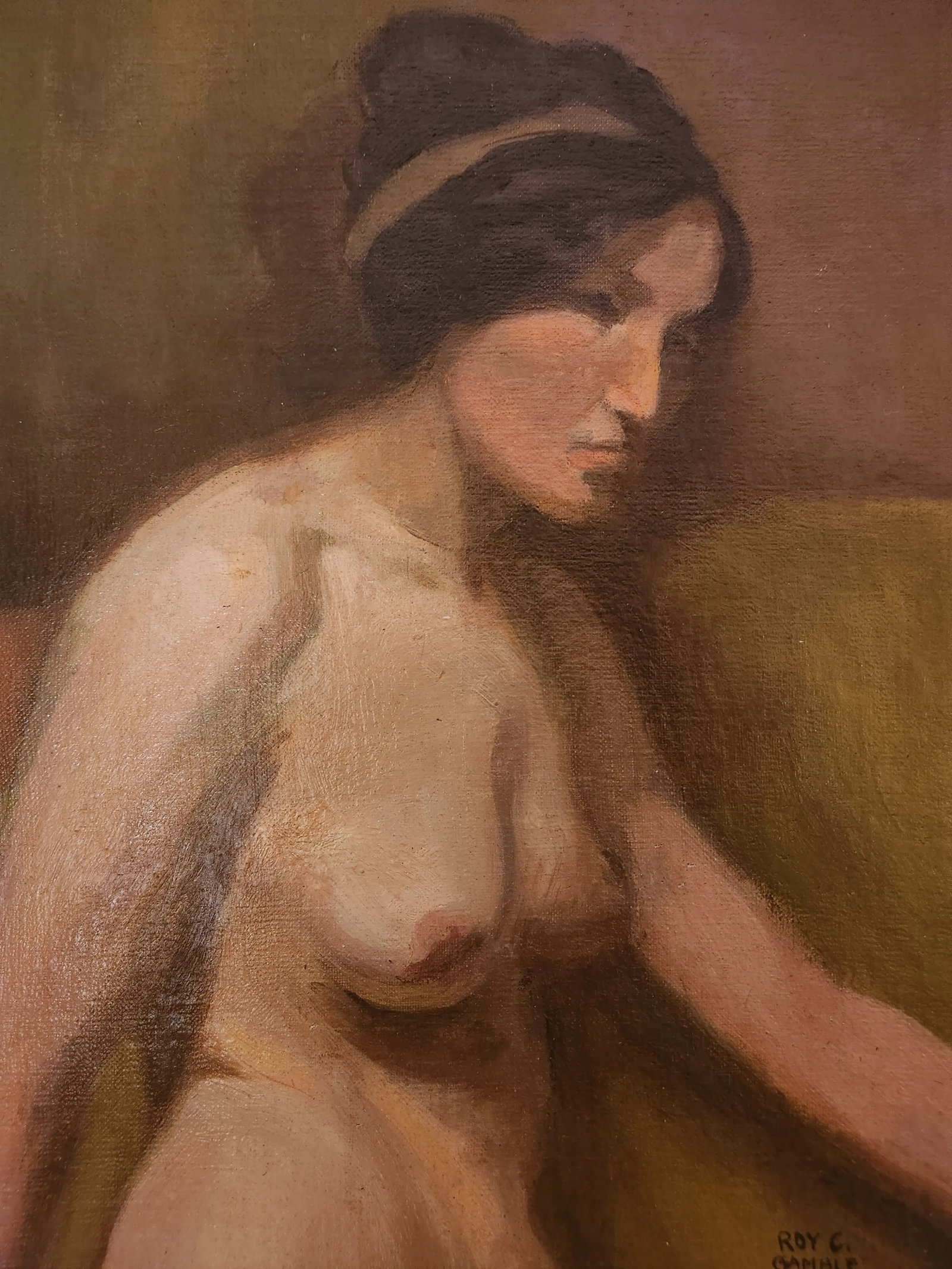 Mid 20th Century Nude Portrait Oil Painting on Canvas - 2
