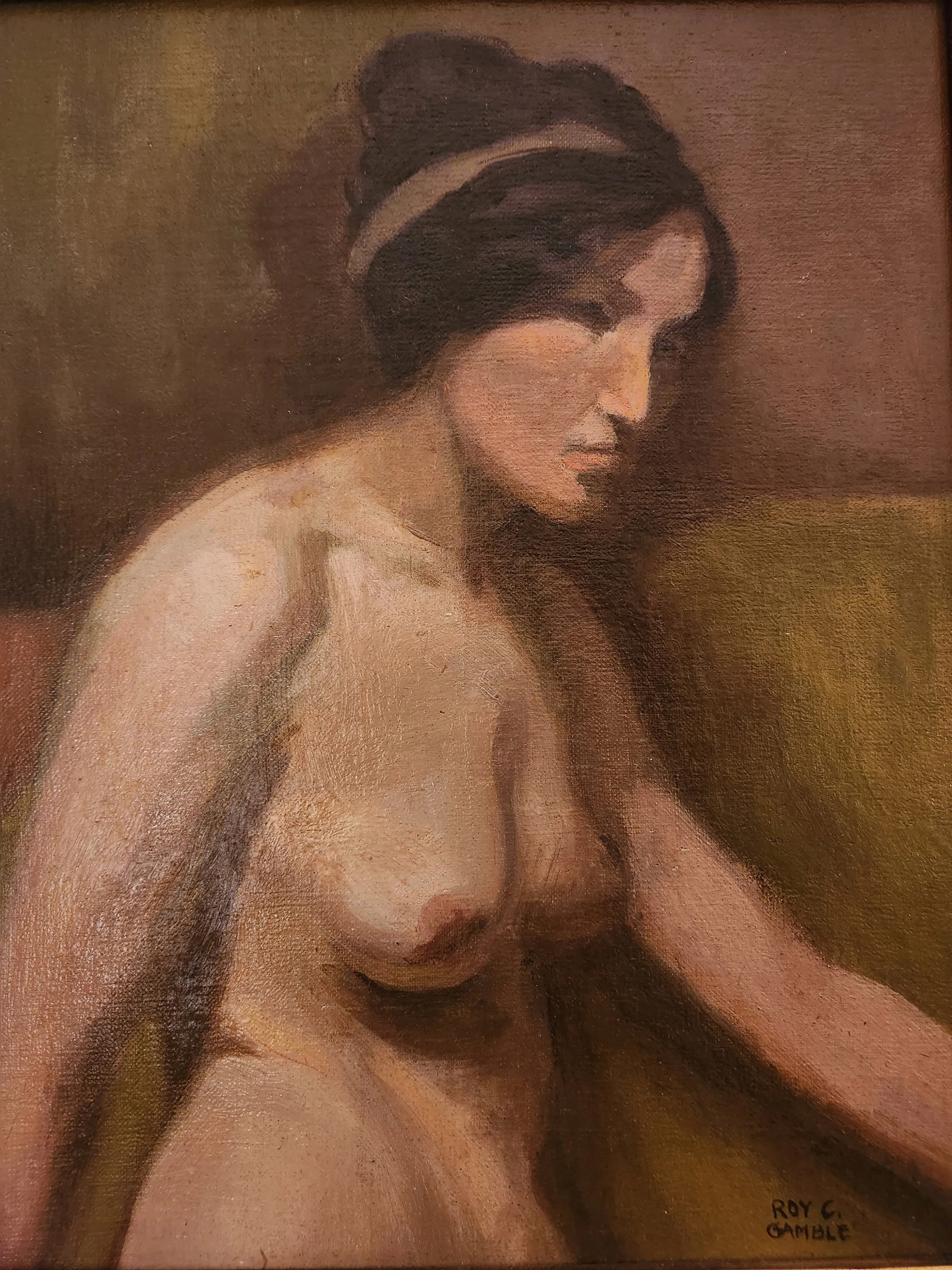 Mid 20th Century Nude Portrait Oil Painting on Canvas - 3