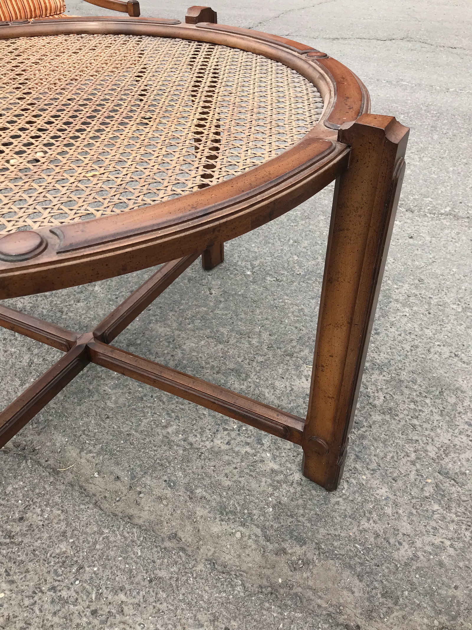 Mid-Century Cane & Wood Dining/Game Table - 4