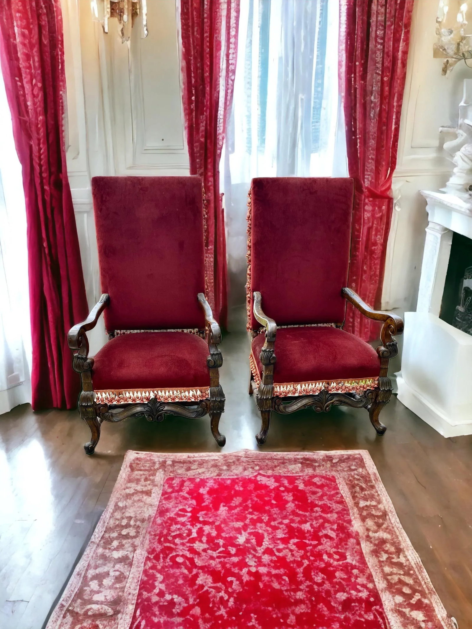 Pair of Vintage French Louis XIII Fauteuils, Armchairs - 11