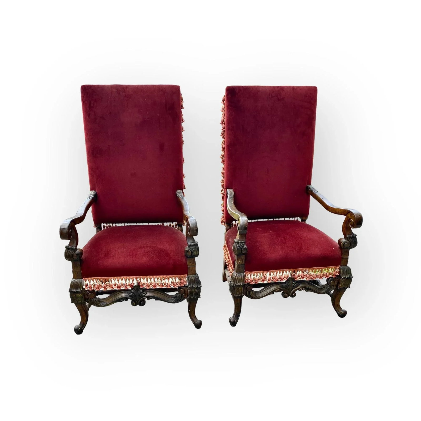 Pair of Vintage French Louis XIII Fauteuils, Armchairs - 12