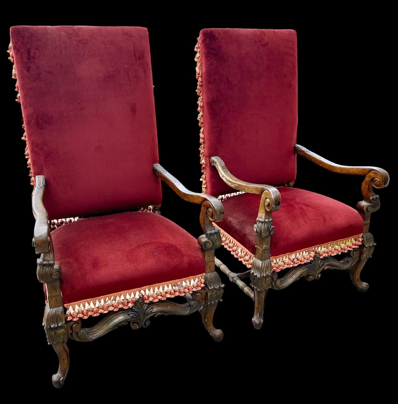 Pair of Vintage French Louis XIII Fauteuils, Armchairs - 4