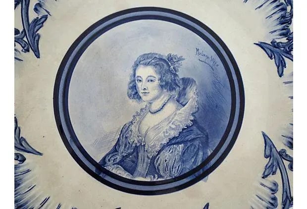 Antique Hand-Painted Staffordshire English Wall Plate - 2