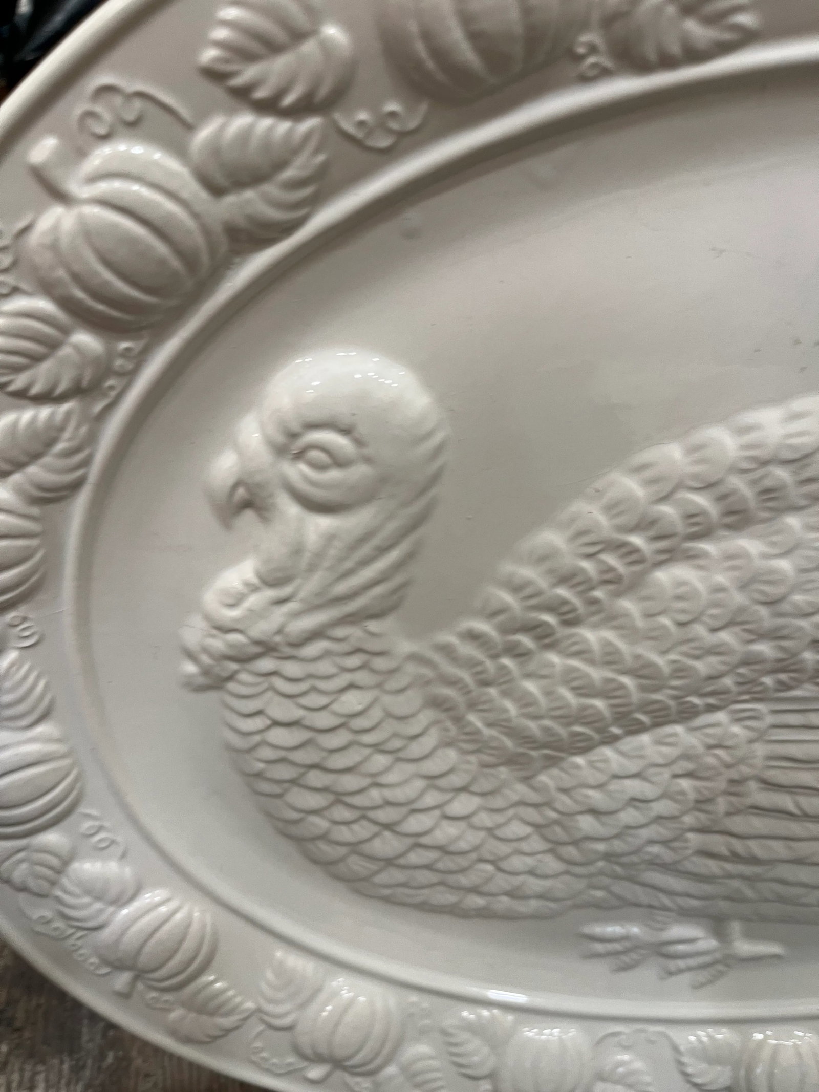 1980s Large White Ceramic Turkey Platter - 2
