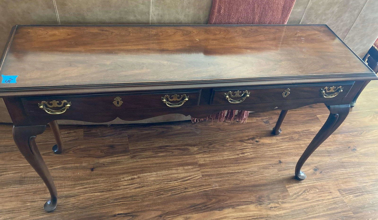 1990s Two Drawer Rectangular Signed Drexel Heritage Console Sofa Table on Cabriole Legs - 11