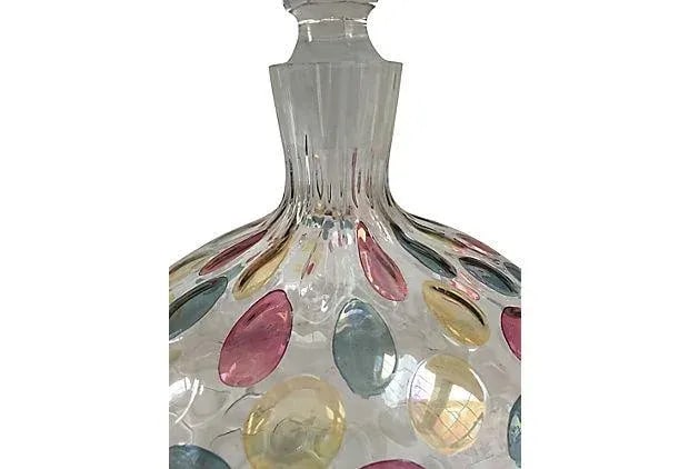 Mid-Century Vintage Iridescent Pink Blue & Yellow Decanter and Glasses - Set of 5 - 3