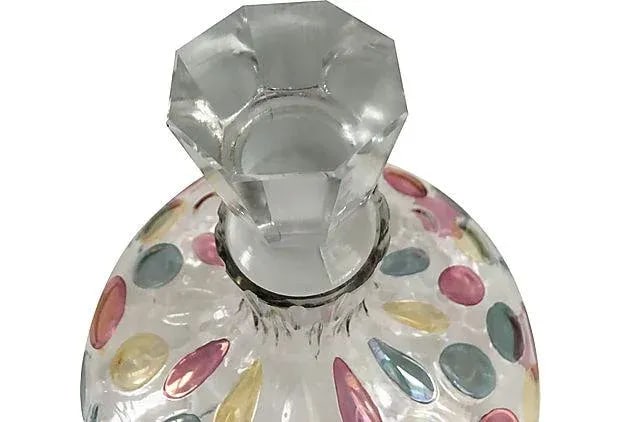 Mid-Century Vintage Iridescent Pink Blue & Yellow Decanter and Glasses - Set of 5 - 4