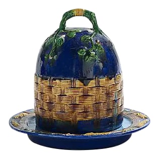 Antique Majolica Covered Cheese Dish (1 of 3)