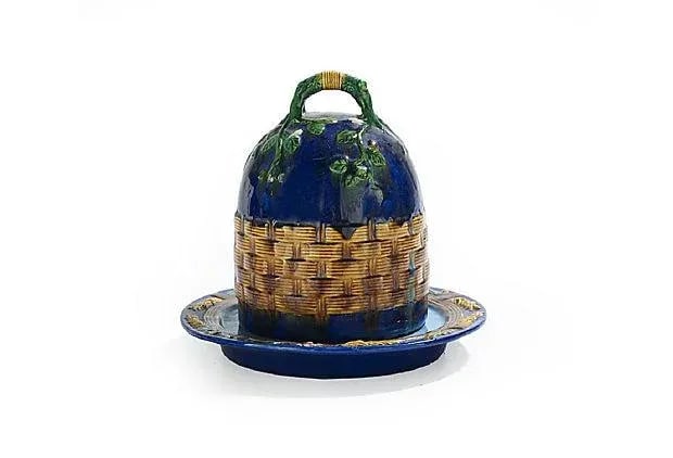 Antique Majolica Covered Cheese Dish - 3
