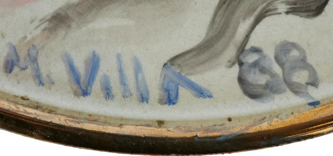 Vintage Glazed Ceramic Plates "Faces" by Mario Villa (Nicaraguan/Louisiana,1953-2021)- Set of 3 - 3