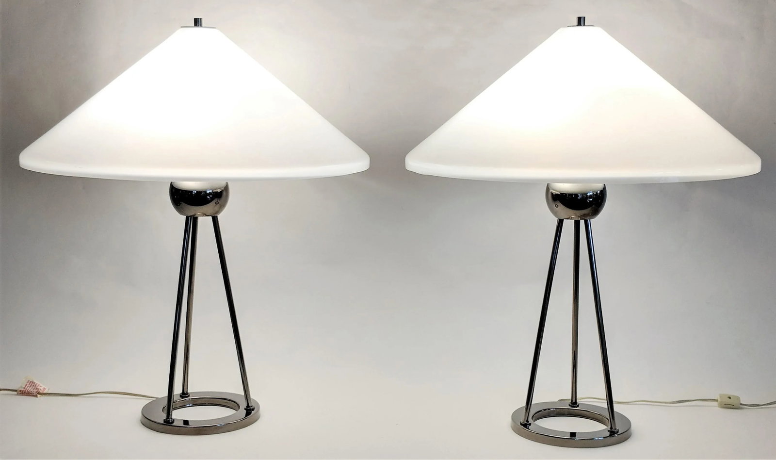 1970s Vintage Van Nessen Chrome and Lucite Table Lamps - A Pair - 13
