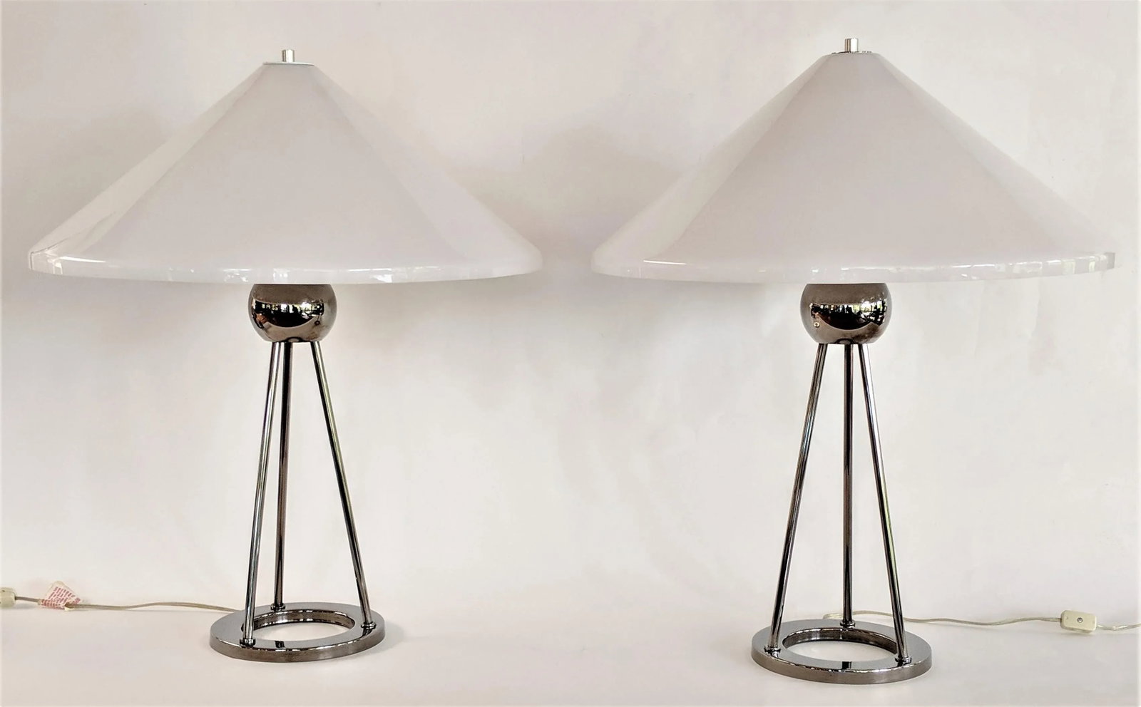 1970s Vintage Van Nessen Chrome and Lucite Table Lamps - A Pair - 2