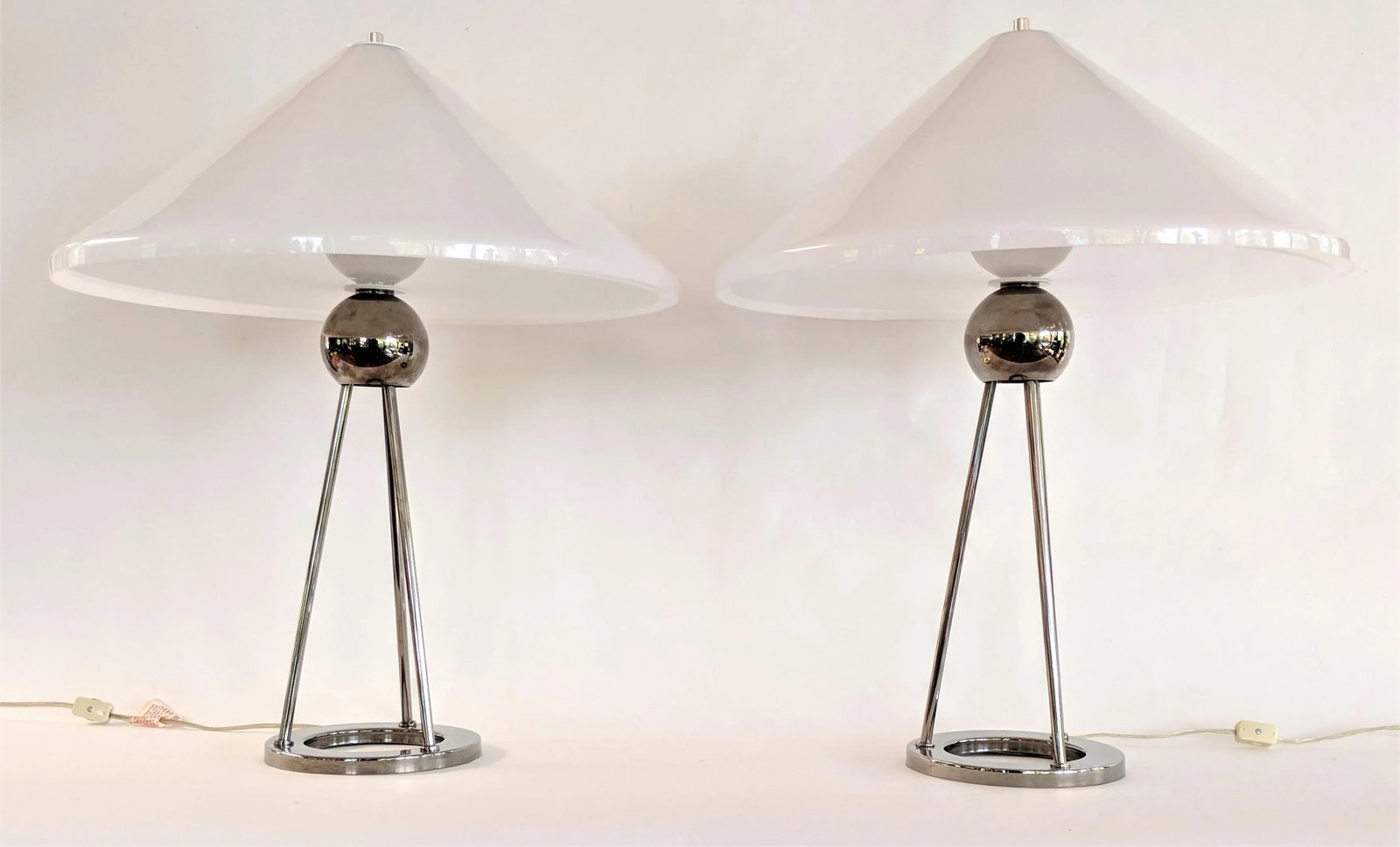 1970s Vintage Van Nessen Chrome and Lucite Table Lamps - A Pair - 3
