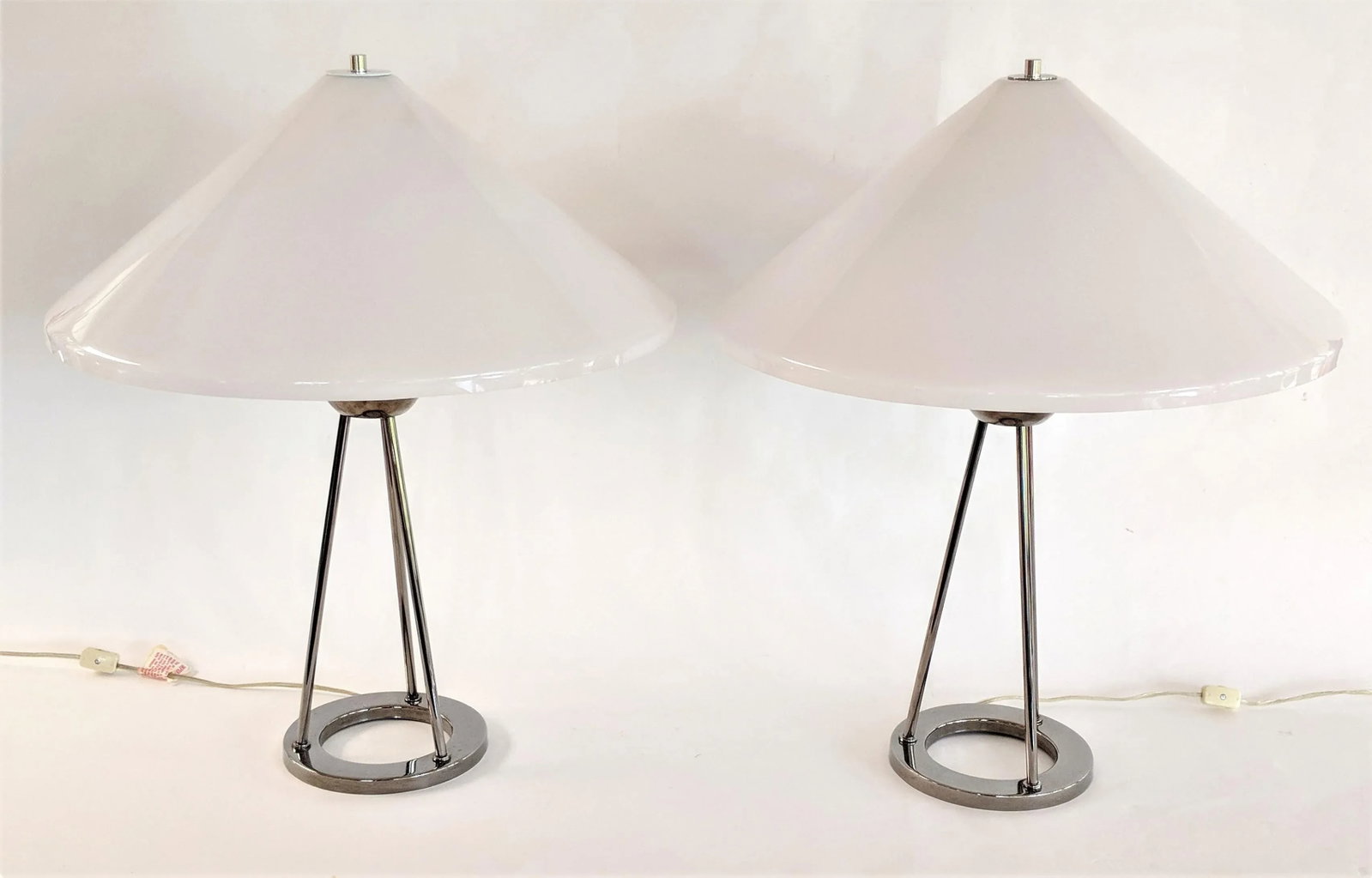 1970s Vintage Van Nessen Chrome and Lucite Table Lamps - A Pair - 4