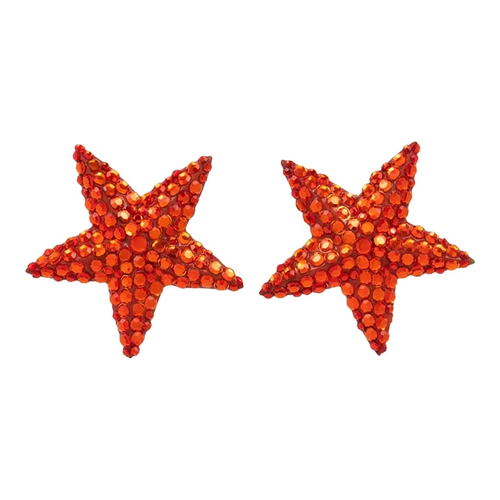 Richard Kerr Neon Orange Star Jeweled Pair of Clip Earrings (1 of 6)