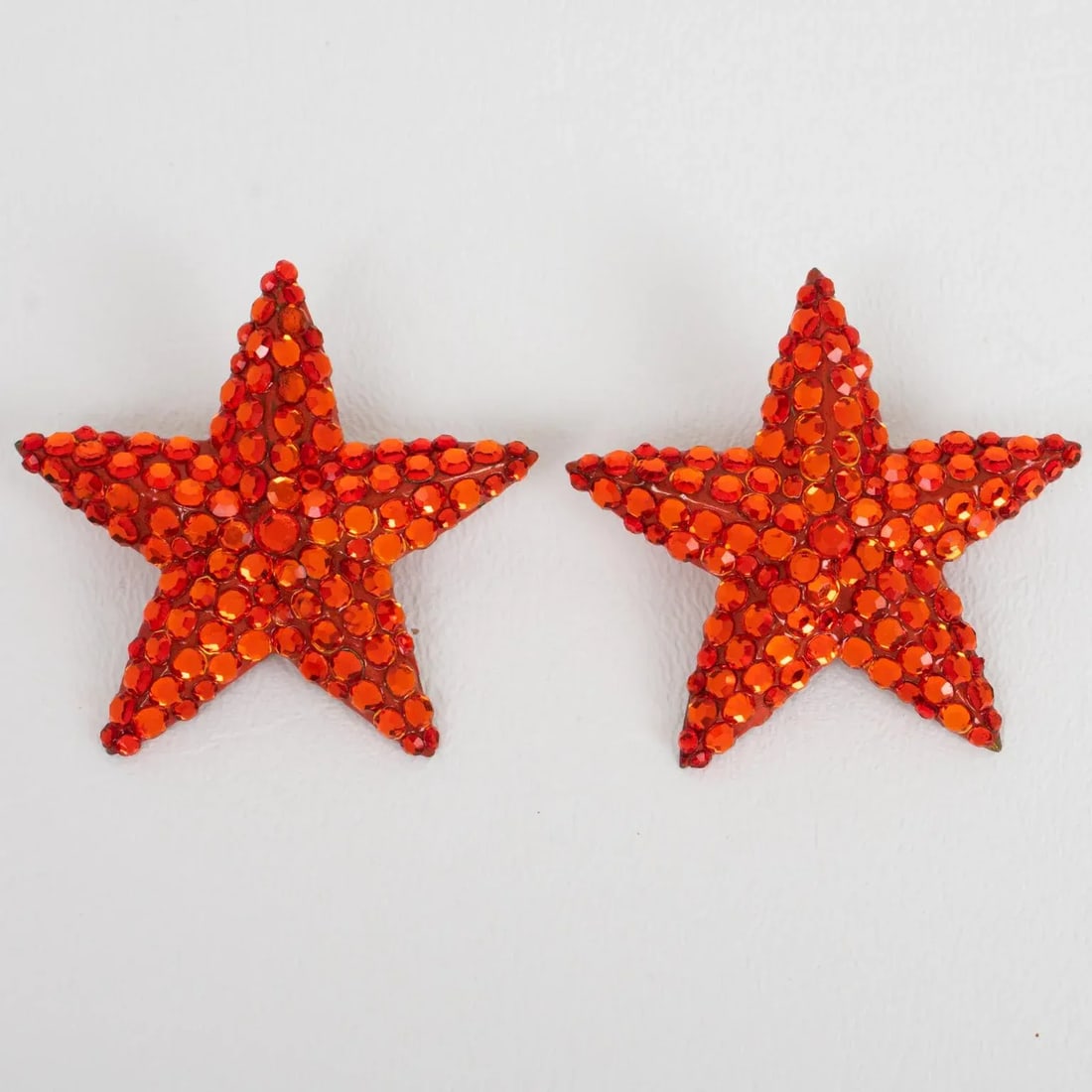 Richard Kerr Neon Orange Star Jeweled Pair of Clip Earrings - 3